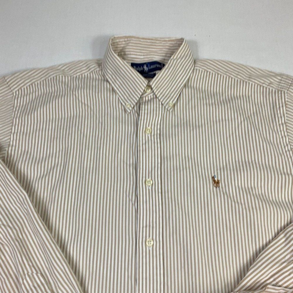 Ralph Lauren Mens Yarmouth Cotton Button Dress Shirt Striped Long Sleeve 16-35 - Picture 3 of 10